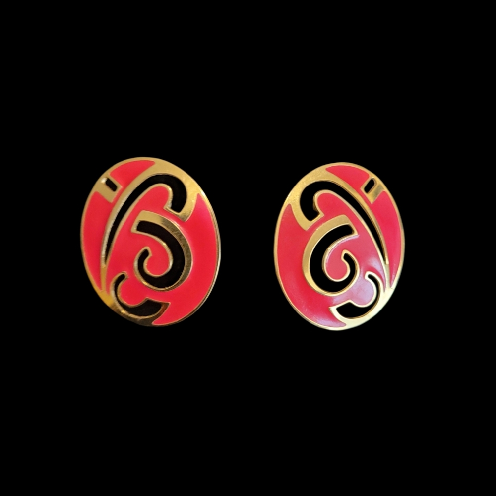 Vintage Red Post Back Earrings